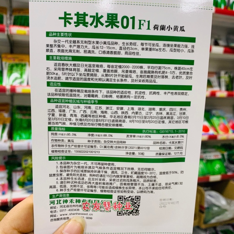 荷兰迷你水果黄瓜种子无刺全雌黄瓜种籽脆甜鲜嫩小黄瓜种子