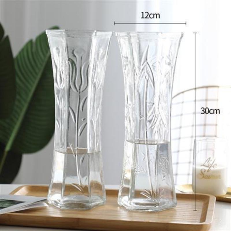 加厚大号花瓶玻璃透明客厅摆件水培植物富贵竹百合插花玻璃
