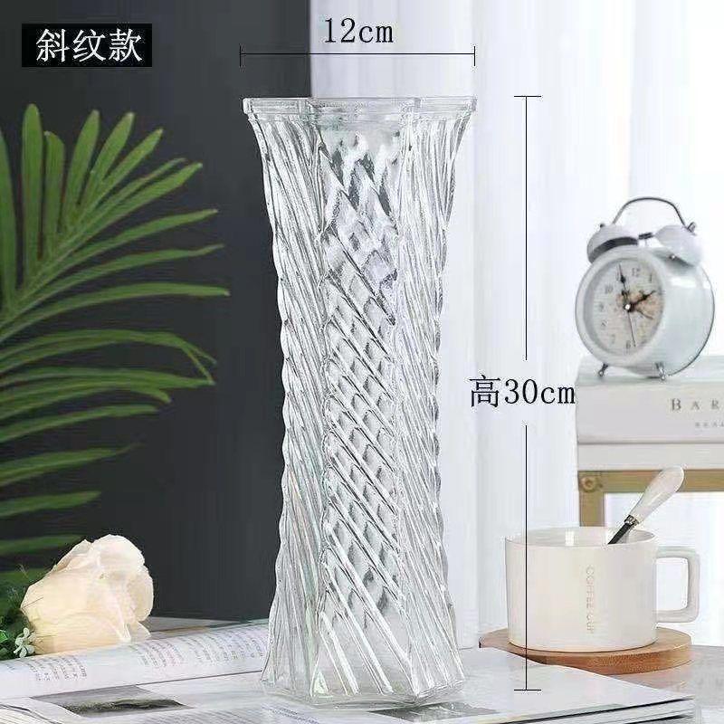 加厚大号花瓶玻璃透明客厅摆件水培植物富贵竹百合插花玻璃