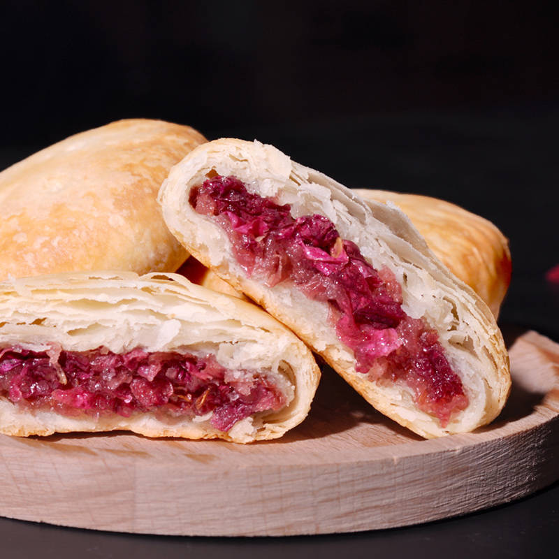 玫瑰鲜花饼云南特产玫瑰饼传统网红手工千层糕点零食小吃批发