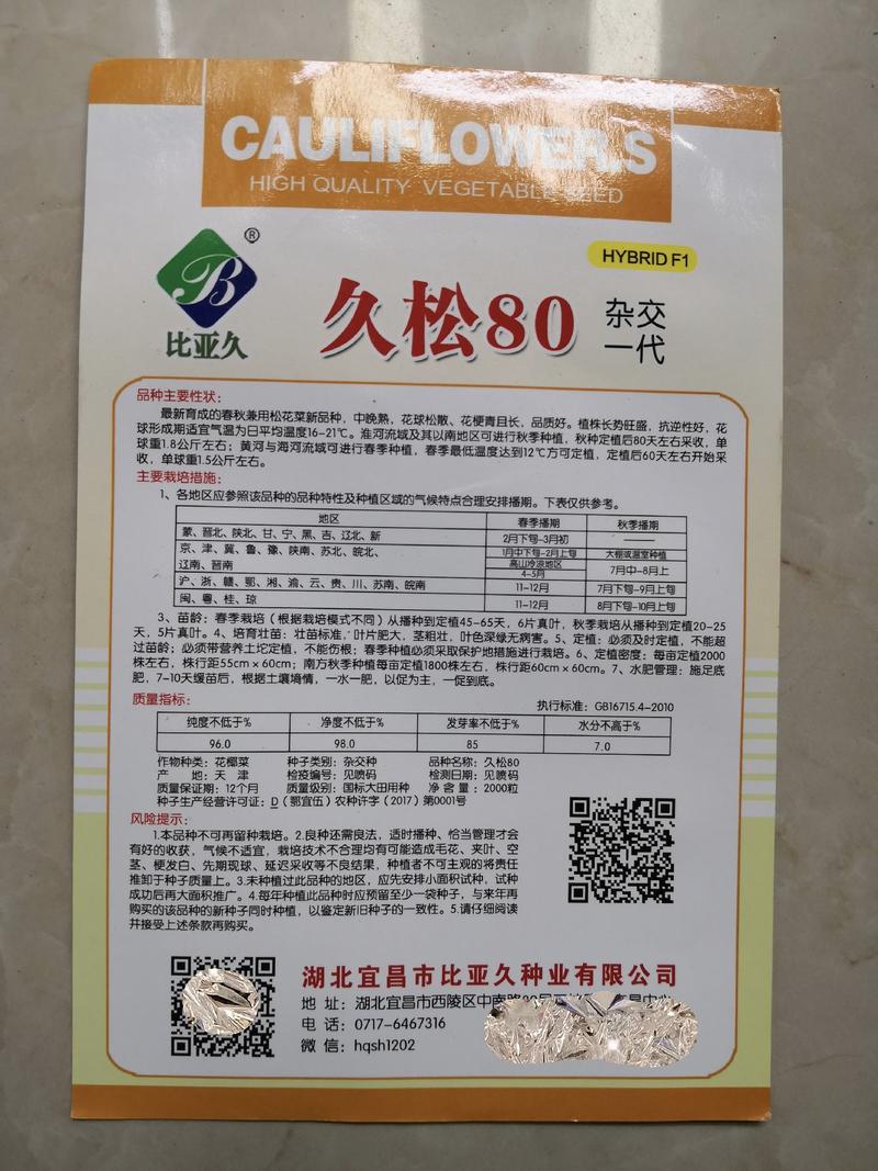 久松80菜花种子春秋两用全松抗逆性强单菜1.8公斤商品性