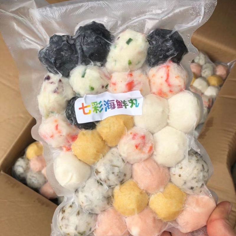 七彩海鲜丸鲜虾丸火锅丸子关东煮鱼丸混搭手工鱼丸