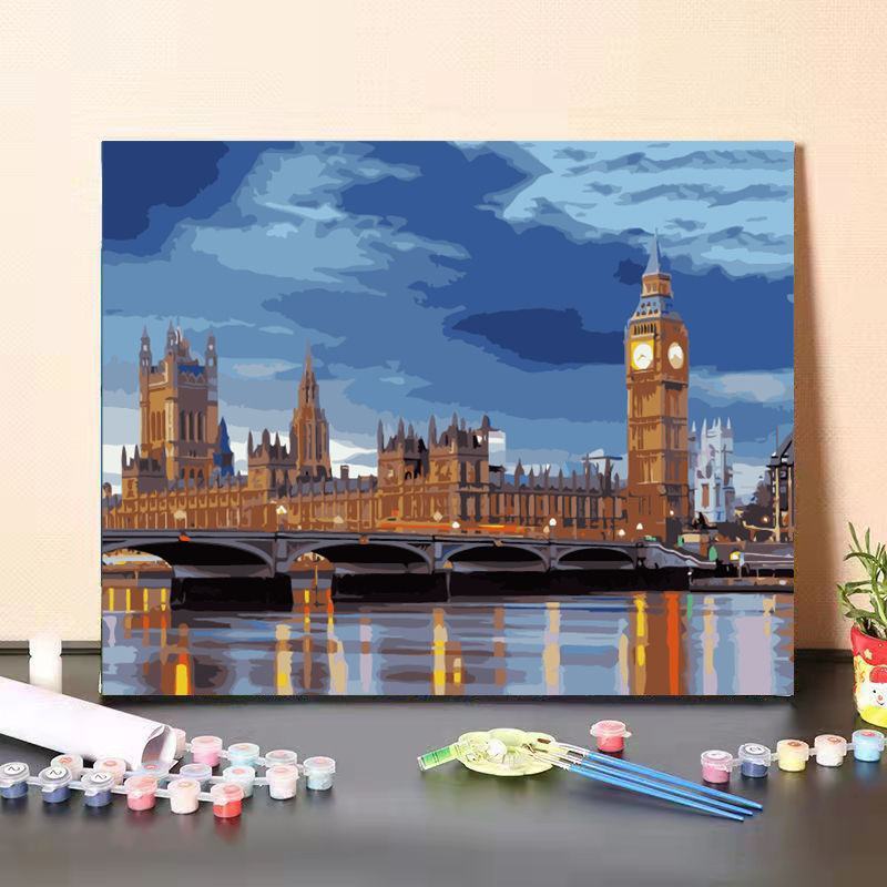 diy数字油画手工填色油彩画风景减压填充画客厅卧室装饰画