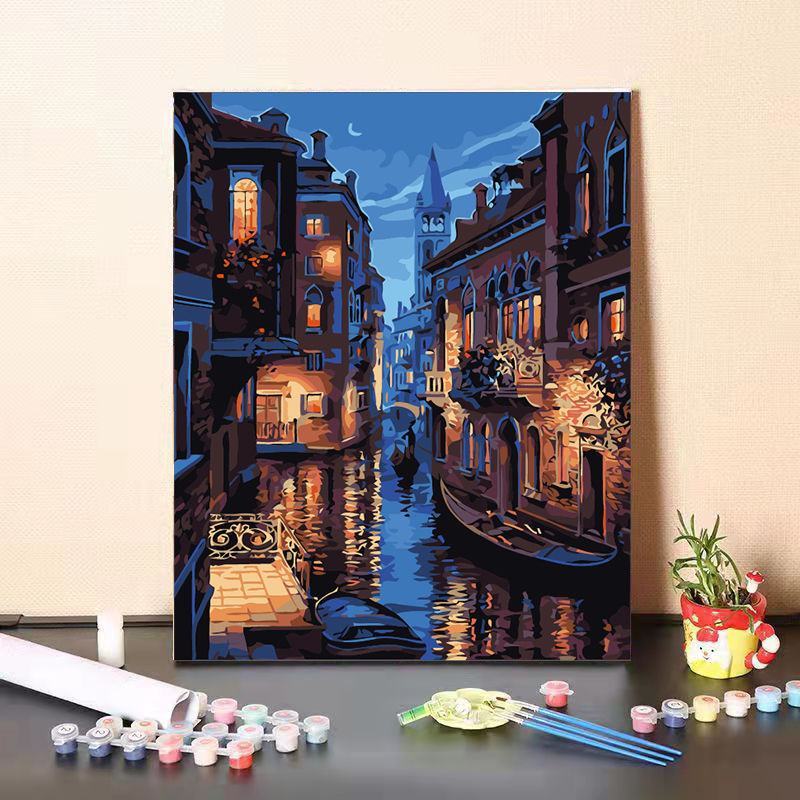 diy数字油画手工填色油彩画风景减压填充画客厅卧室装饰画