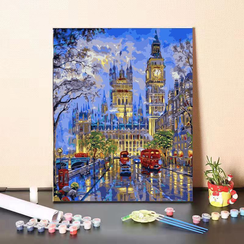 diy数字油画手工填色油彩画风景减压填充画客厅卧室装饰画