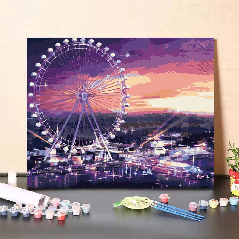 diy数字油画手工填色油彩画风景减压填充画客厅卧室装饰画
