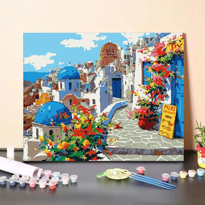 diy数字油画手工填色油彩画风景减压填充画客厅卧室装饰画
