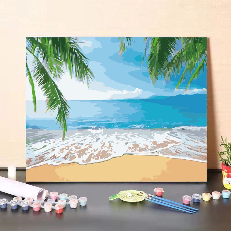 diy数字油画手工填色油彩画风景减压填充画客厅卧室装饰画
