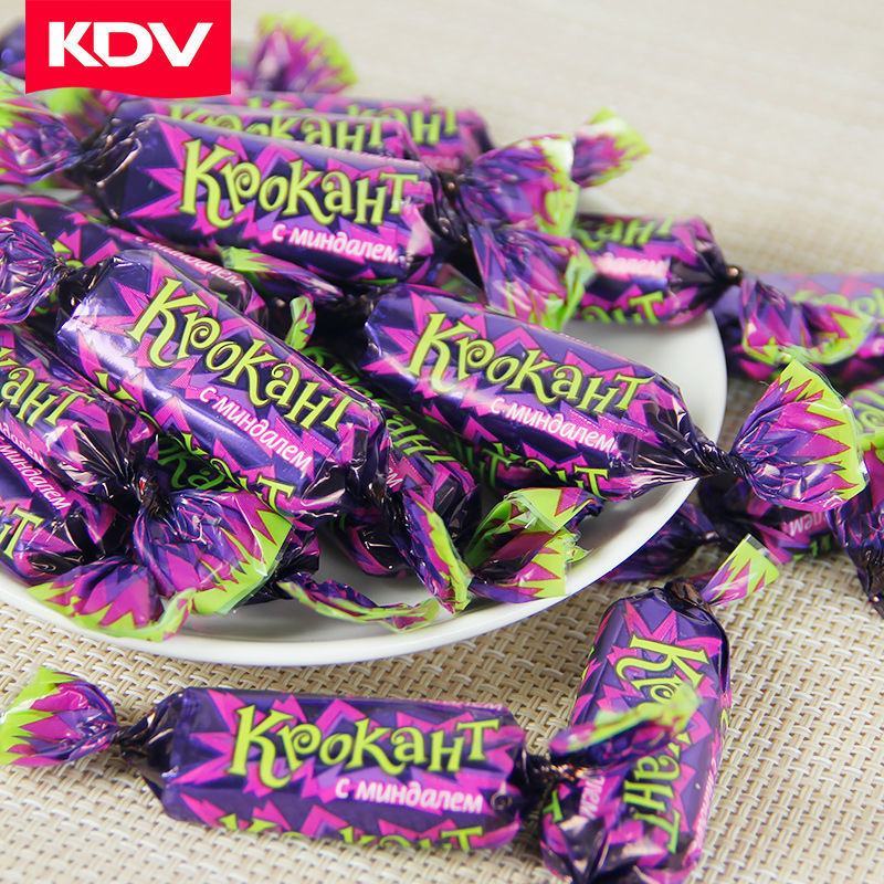 KDV进口紫皮糖俄罗斯正宗500g果仁紫苏糖网红零食喜糖