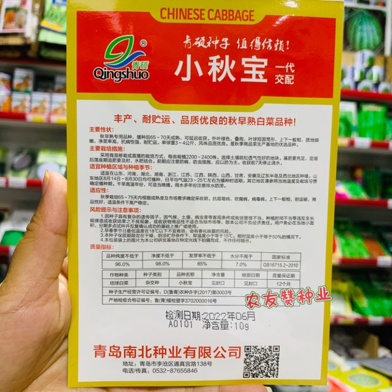 小秋宝白菜种子秋季早熟大白菜种子抗病丰产净菜率高
