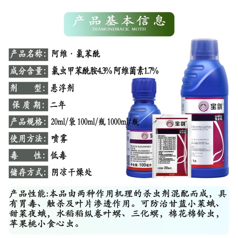 先正达6%阿维氯苯酰甘蓝小菜蛾甜菜夜蛾棉花棉铃虫杀虫剂