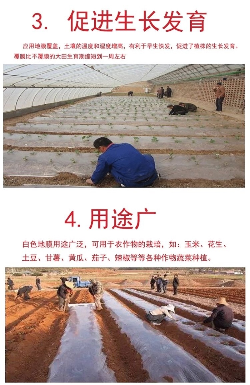 加厚透明塑料地膜大棚膜无滴膜白农用家用蔬菜