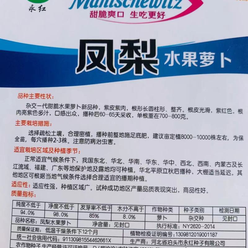 杂交一代甜脆水果萝卜种子凤梨萝卜种子紫皮紫肉萝卜种籽