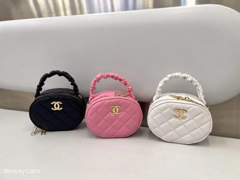 香奈Chanel褶皱小圆包36全套黑，白，粉14*10