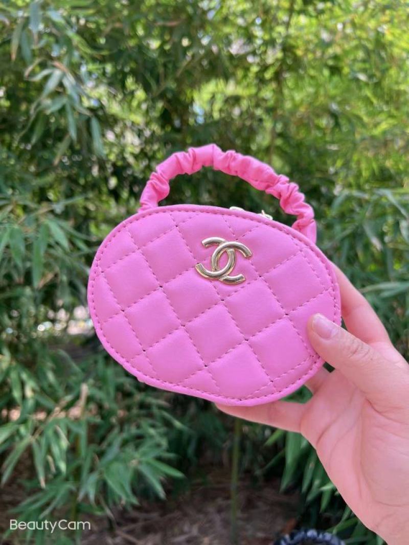 香奈Chanel褶皱小圆包36全套黑，白，粉14*10