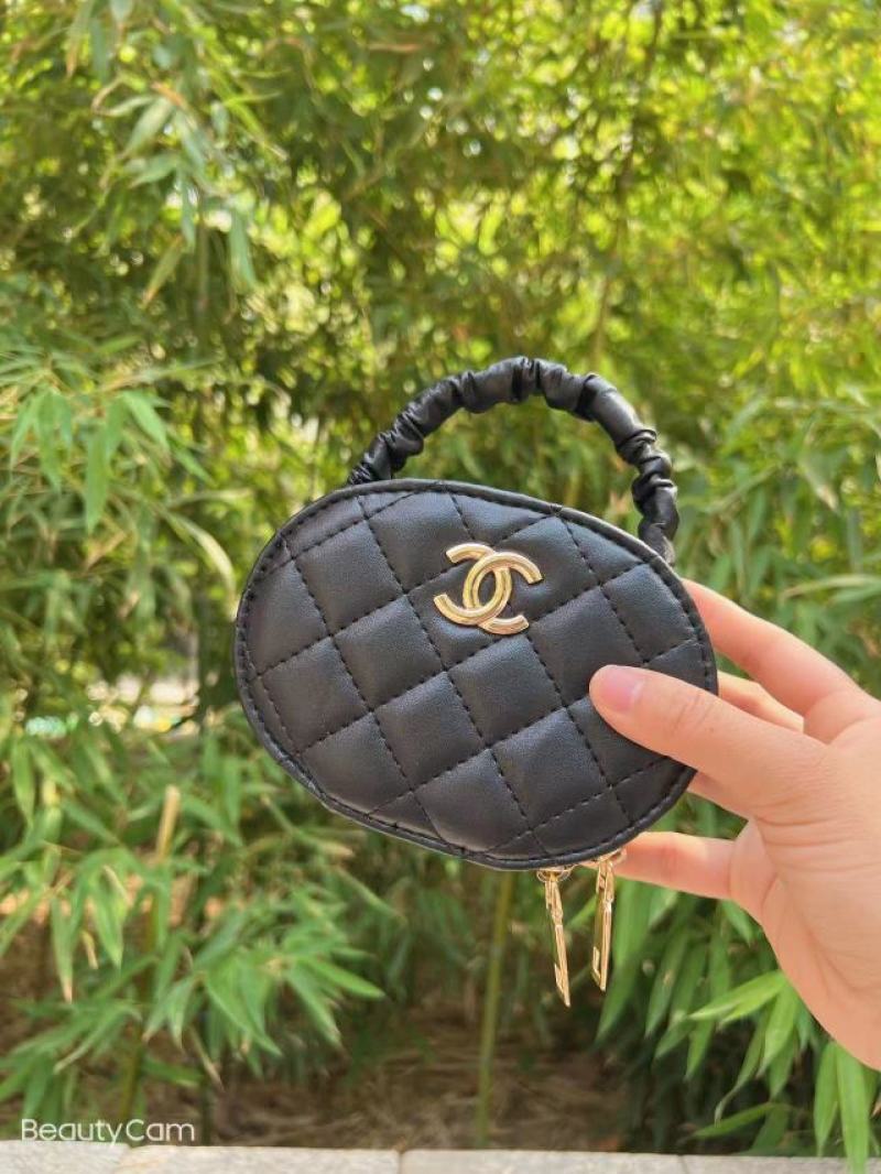香奈Chanel褶皱小圆包36全套黑，白，粉14*10