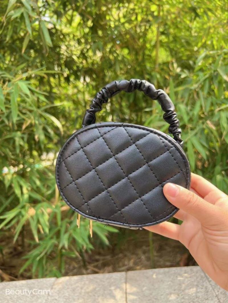 香奈Chanel褶皱小圆包36全套黑，白，粉14*10