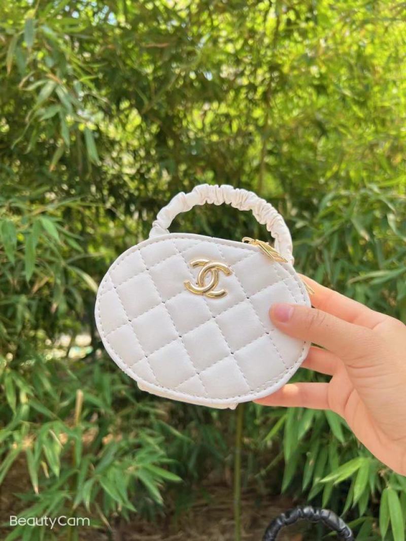 香奈Chanel褶皱小圆包36全套黑，白，粉14*10