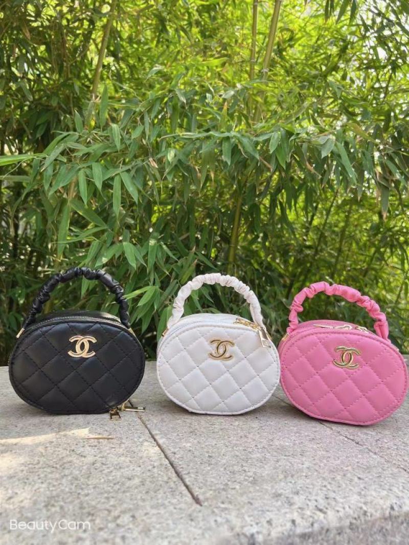 香奈Chanel褶皱小圆包36全套黑，白，粉14*10
