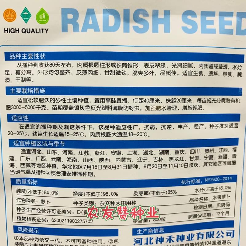 甘甜微辣脆爽多汁水果萝卜种子水分足糖分高皮薄肉细