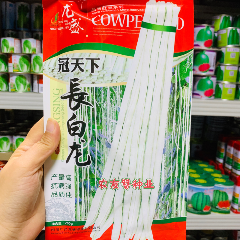 龙盛白豆角种子冠天下长白龙优质白玉豇豆种子早熟抗寒耐热