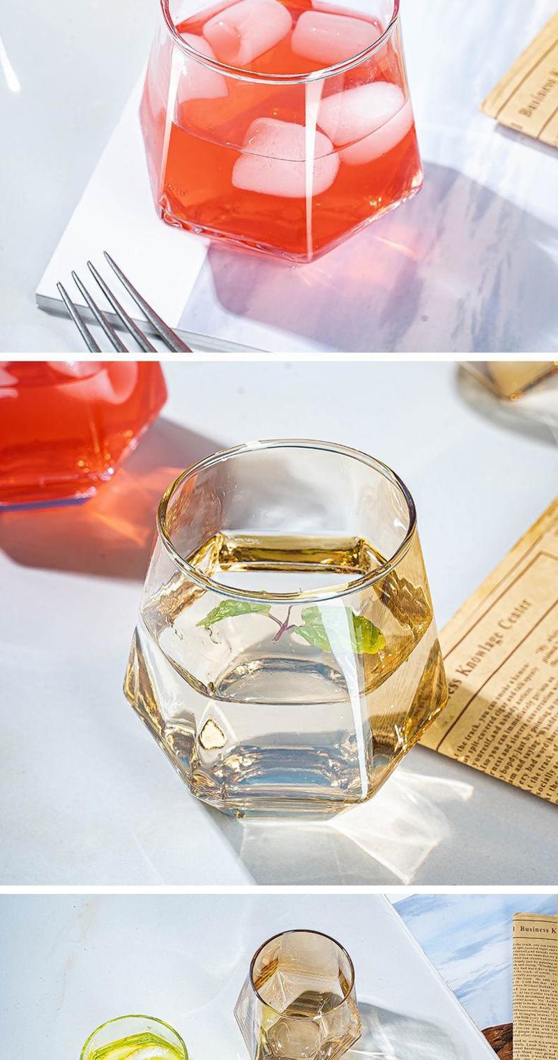 玻璃水杯子家用冷水壶套装创意女牛奶水杯ins风菱形个性