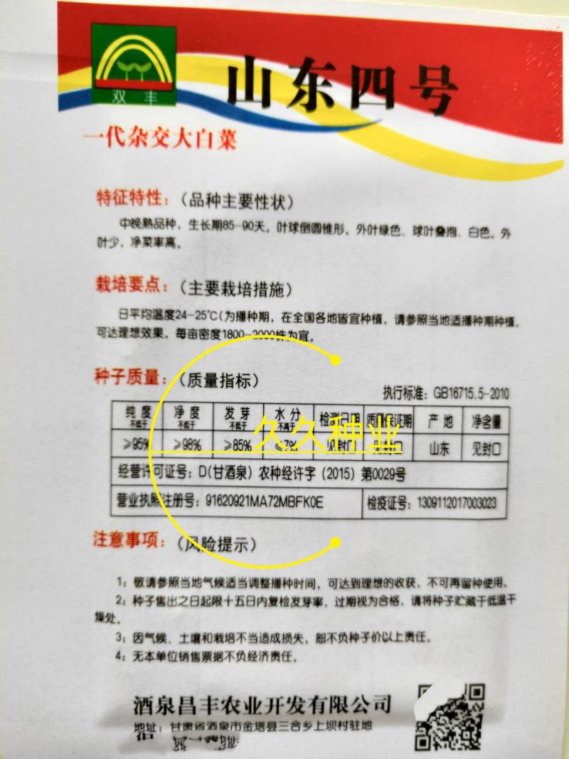 山东四号白菜种子农家易种植中晚熟外叶绿色净菜率高大白菜