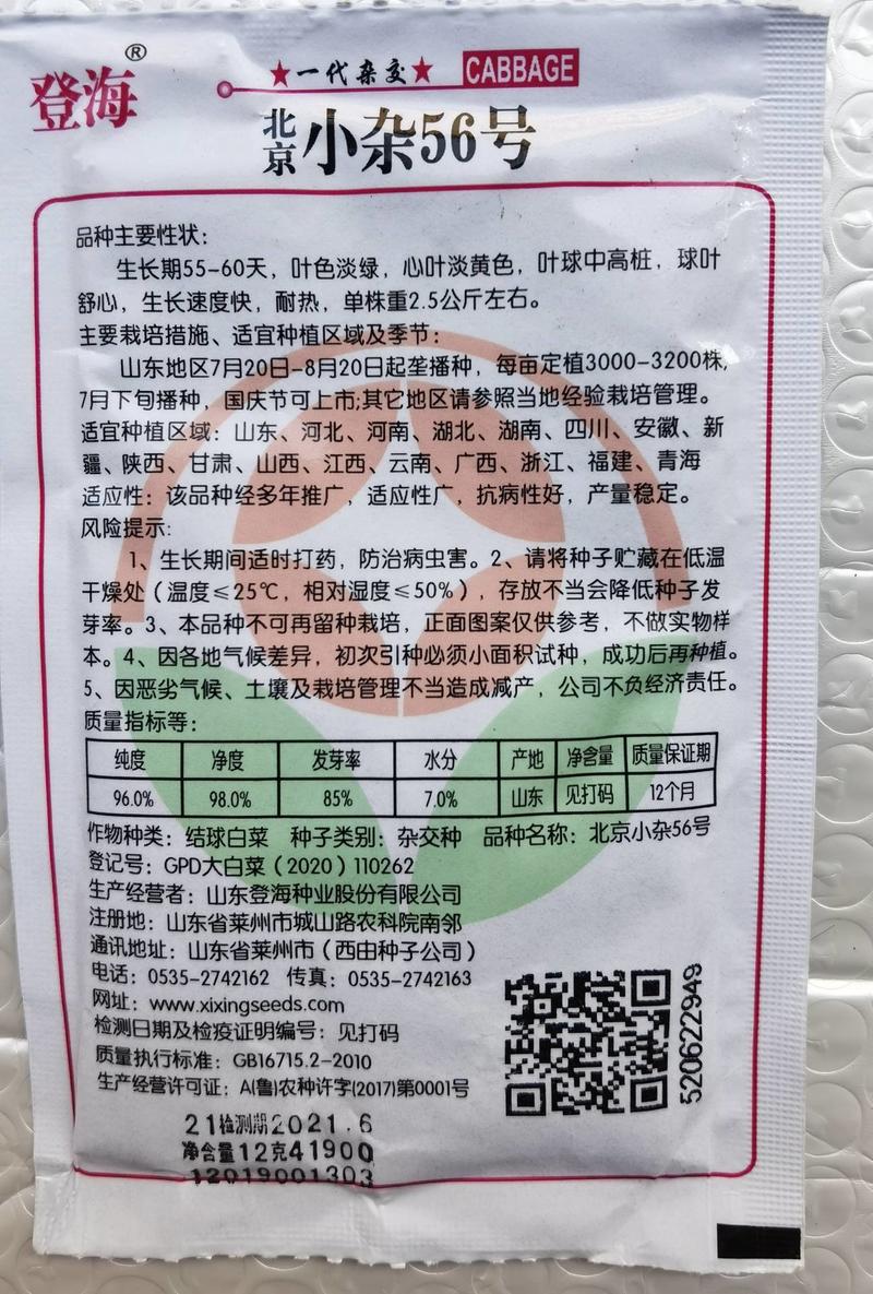 北京小杂55大白菜种子小杂56早熟黄心白菜种子