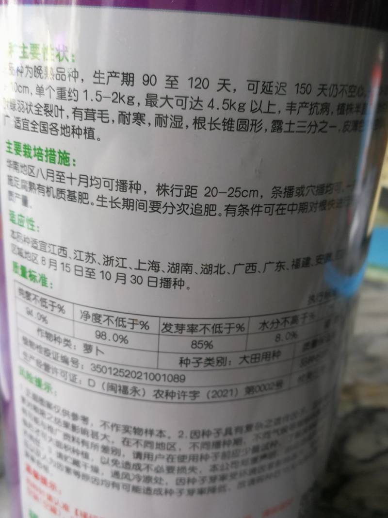 九斤大萝卜，耐湿耐寒丰产抗病皮簿色白空心晚适宜全国各地种