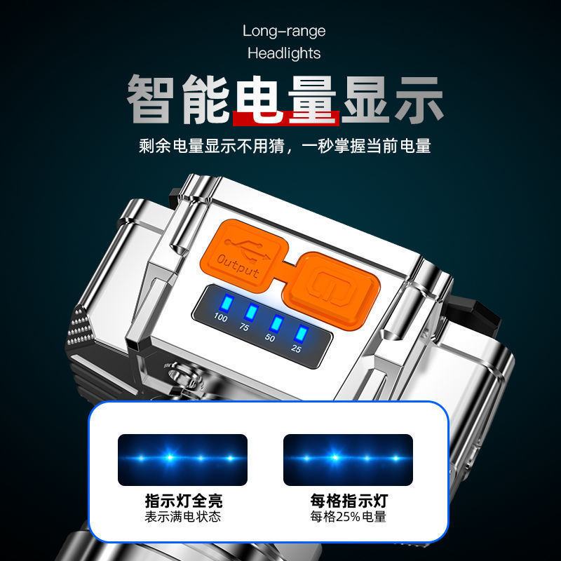 LED头灯强光超亮头戴式手电筒户外家用远射充电夜钓鱼小氙