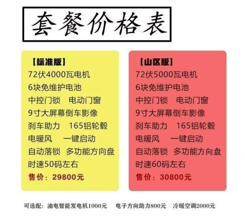 鸿日四轮电动车家用成人低速代步车新能源油电两用专用发电机