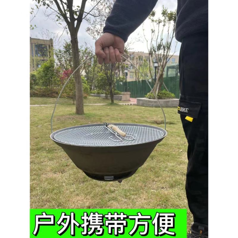 铸铁火盆烤火炉烧烤便携式取暖老式木炭炉户外室内家用碳炉