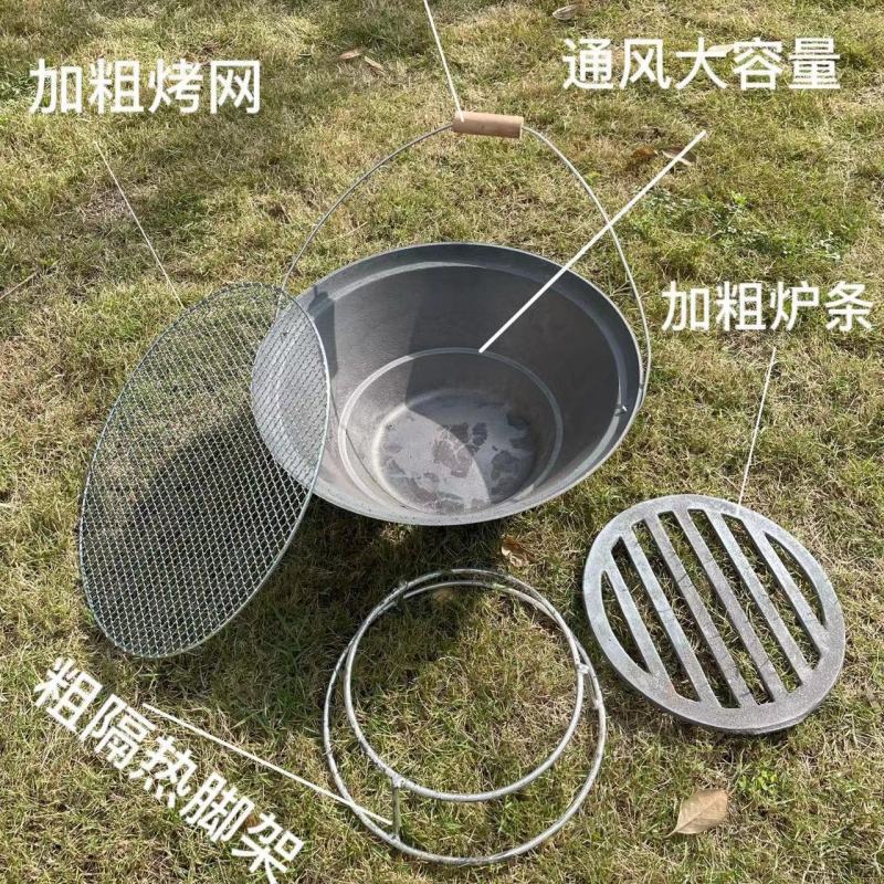 铸铁火盆烤火炉烧烤便携式取暖老式木炭炉户外室内家用碳炉