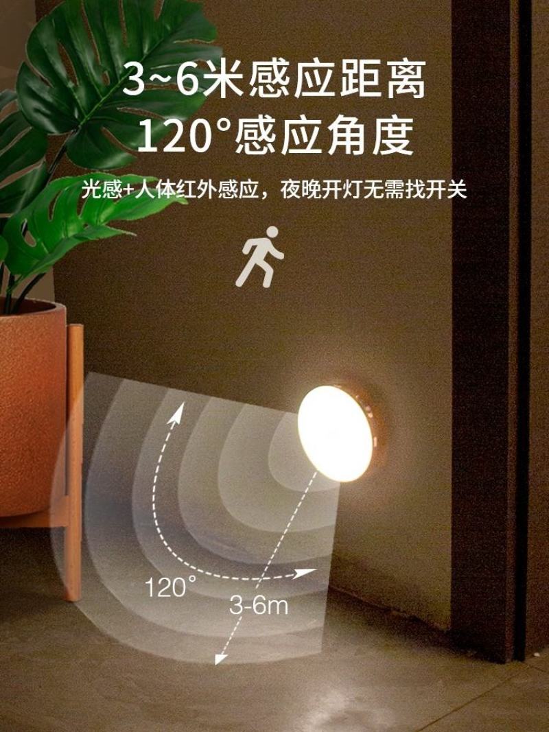 人体感应灯楼道声光控家用无线智能起夜床头灯小夜灯卧室睡眠