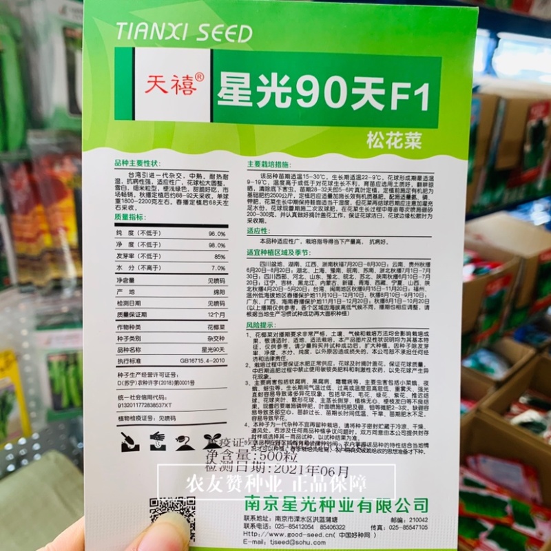 天禧星光90天松花菜种子台湾引进一代杂交品种细米粒型