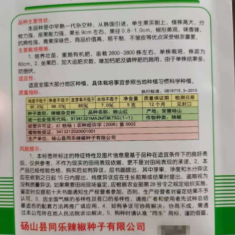 厂家直销朝天椒种子大果型泰国引进朝天椒种子热销品种果硬