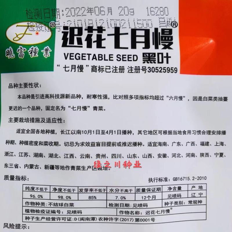 晓富迟花七月慢黑叶菜种子耐寒性强青菜种子全国各地种植菜