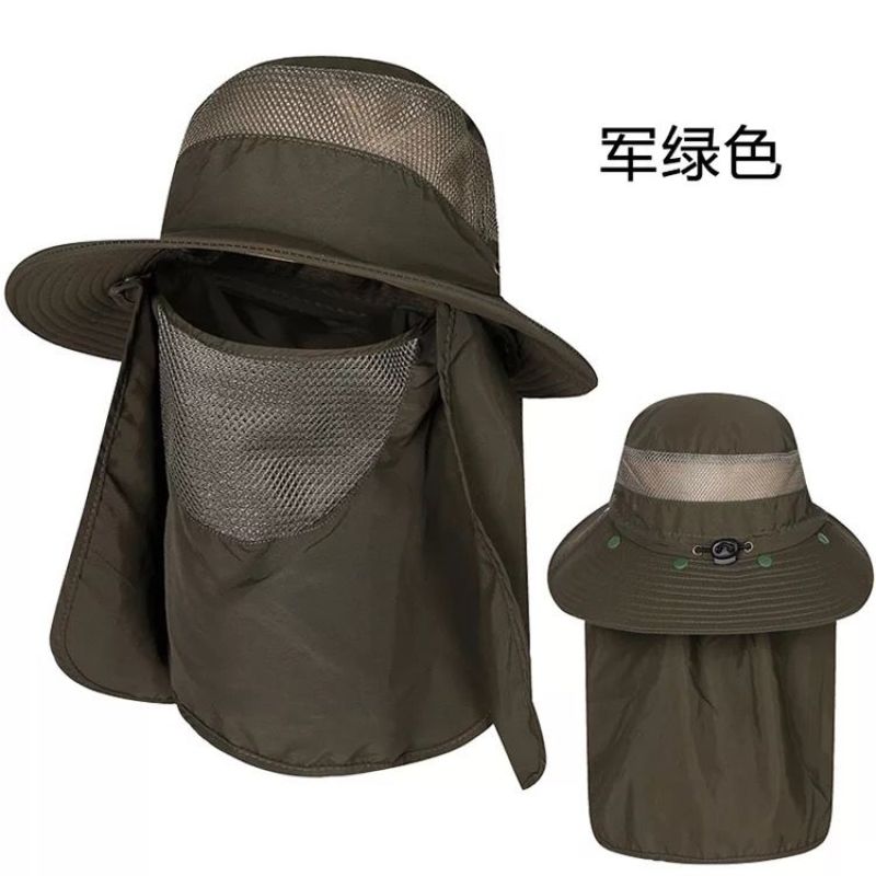 遮阳帽男士干农活防晒帽子女夏季户外遮脸防紫外线太阳渔夫帽