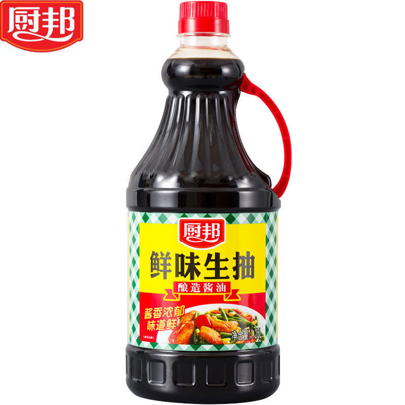 厨邦酱油1.25L鲜味生抽黄豆酿造家用炒菜卤味凉拌酱油