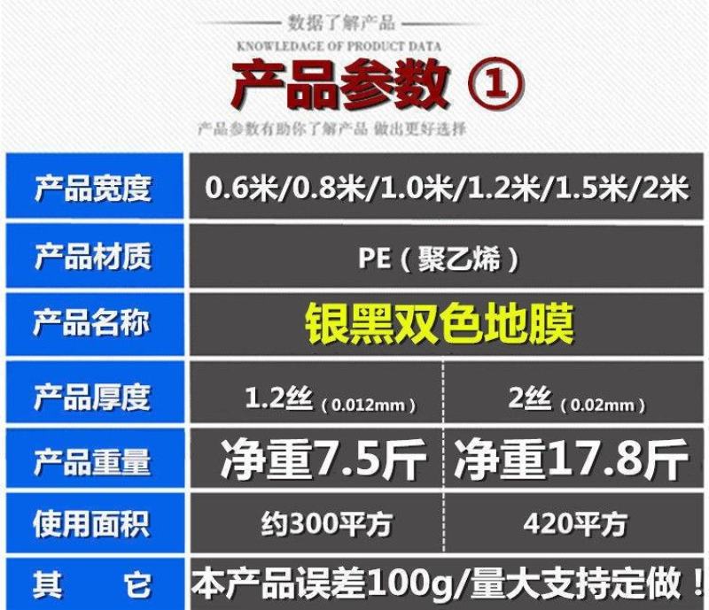 农用银黑双色地膜加厚防草虫保温保湿覆盖多功能四季种植塑料
