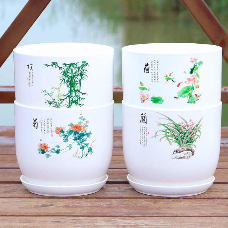 荷花盆水培花盆仿陶瓷盆无孔睡莲碗莲水仙花花盆环保树脂盆