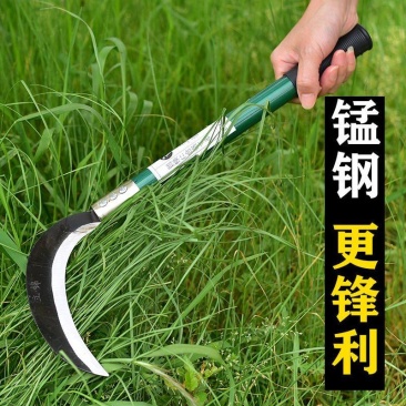 全钢锰钢镰刀户外长柄加长大镰刀割草刀进口农用手工镰刀收割