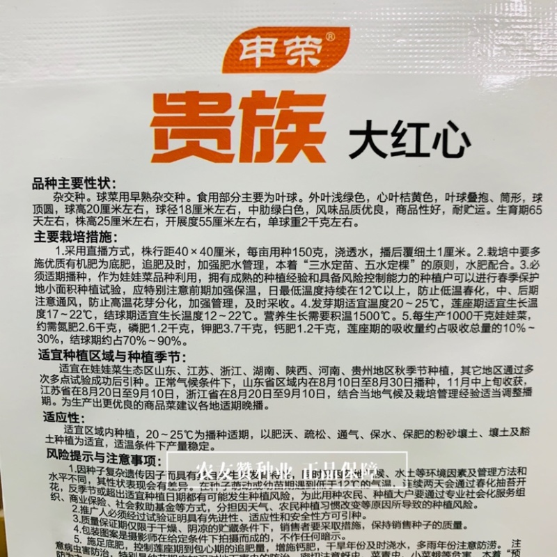 申荣贵族大红心白菜种子火凤凰大白菜种子品质好早熟秋白菜