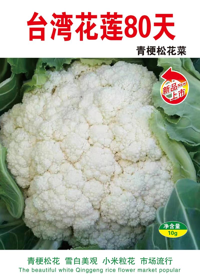 台湾花莲种子，松花菜种子，有机花菜绿梗白面花球雪白