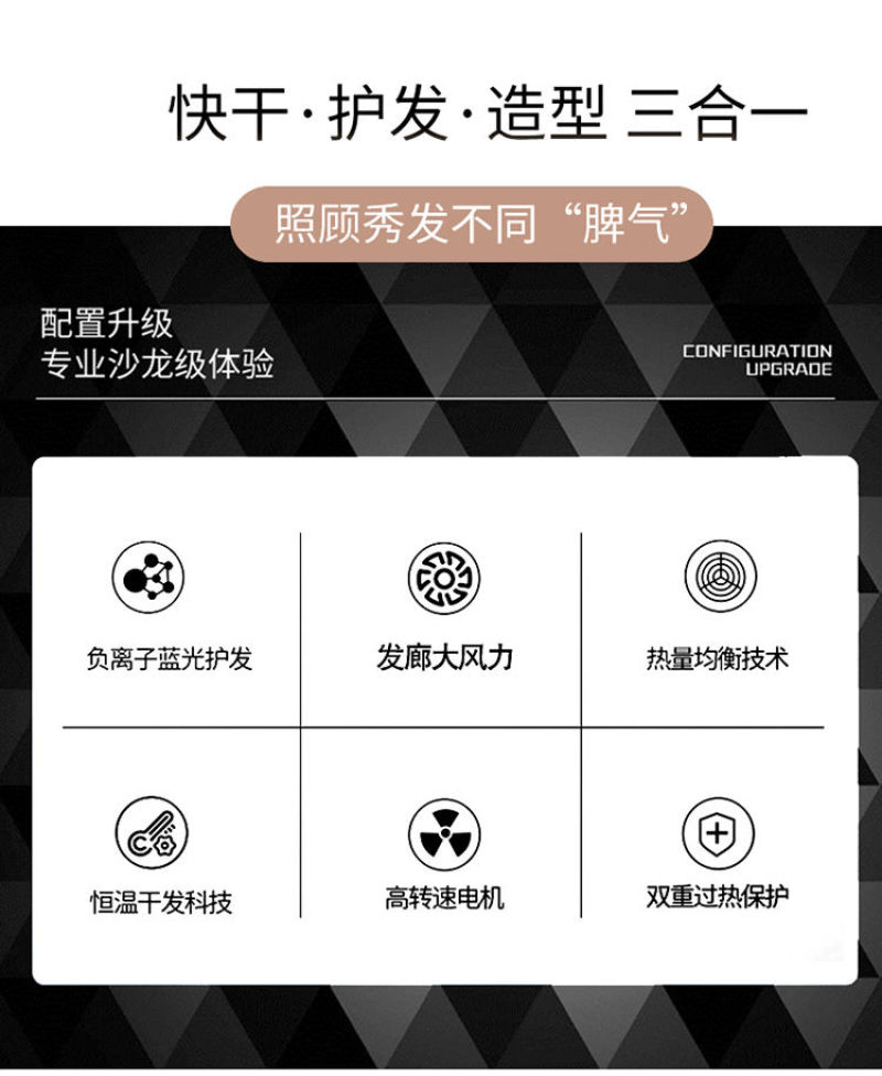 发廊大风力吹风机家用理发店大功率蓝光负离子不伤发电吹风