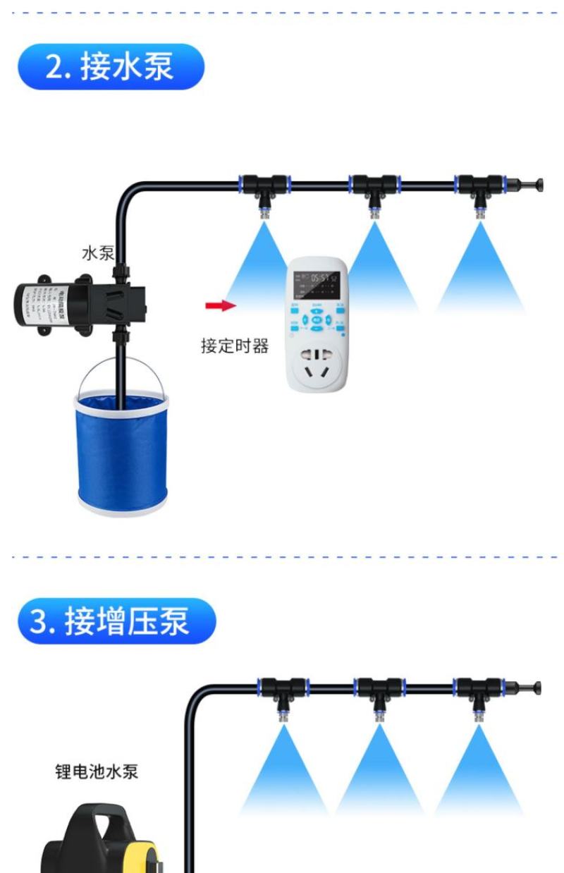 工地围挡喷淋系统自动降尘除尘喷雾喷头设备定时降温雾化微喷