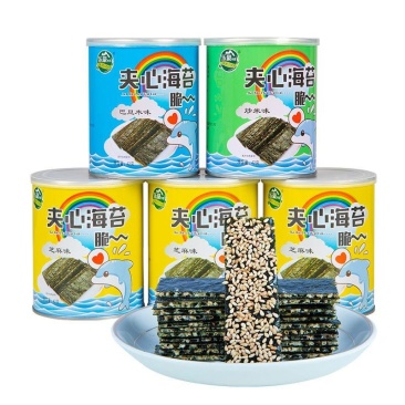 网红夹心海苔脆芝麻海苔片儿童孕妇休闲零食小吃糕点心批发