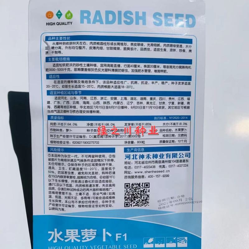 皮薄肉细甘甜微辣水果萝卜种子水分足青皮青肉萝卜种子秋