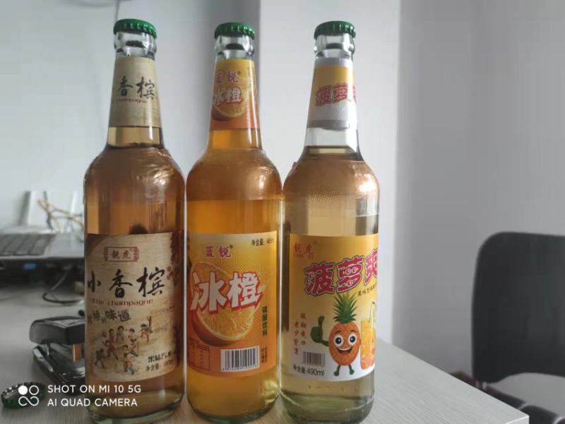 玻璃瓶饮料菠萝饮料，橙汁，小小香槟，500*9瓶塑包