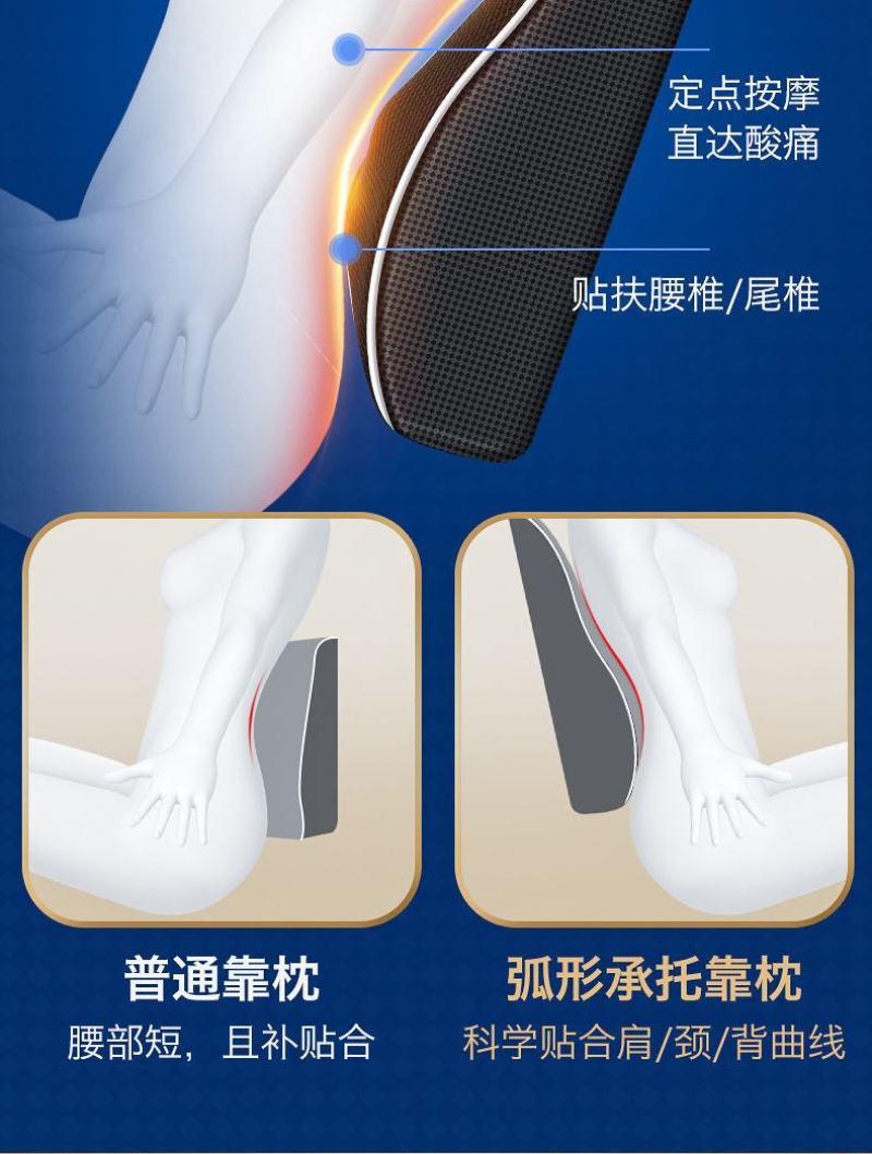 荣事达智能颈椎按摩器颈部腰部背部肩部多功能按摩枕靠垫家用